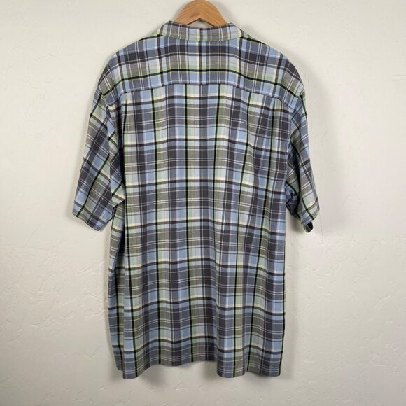 TOMMY BAHAMA Mens 100% Silk Size XL Blue & Green Plaid Button-Up Shirt - Picture 2 of 8